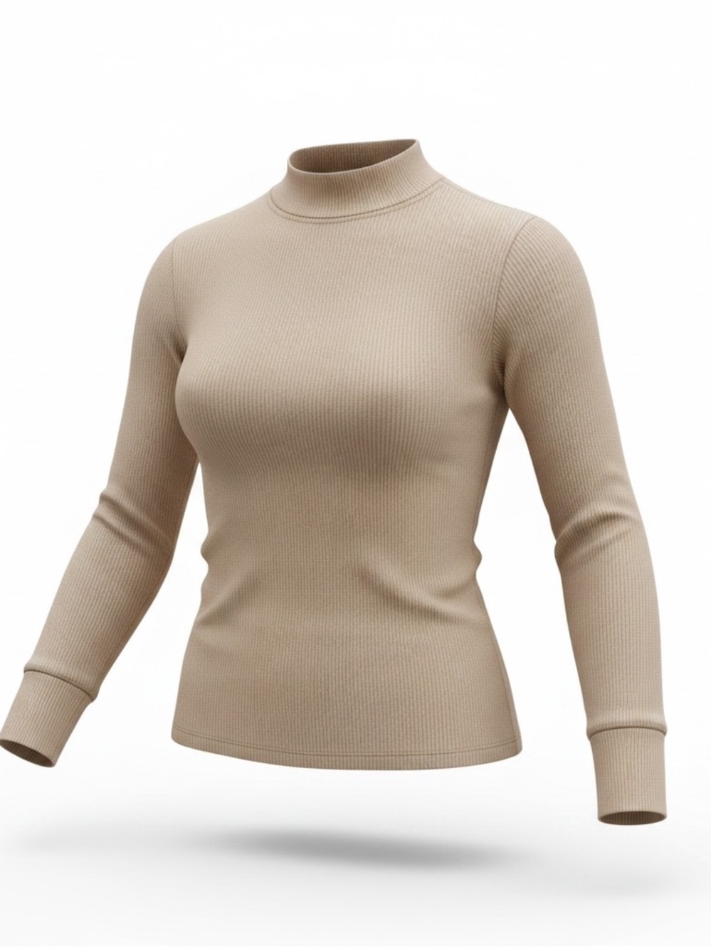 Gap Top Women’s M Sandstone Longsleeve Semi Mock Turtleneck Ribbed Regular Fit